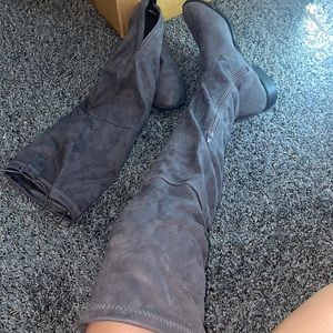 Gray high thigh boots